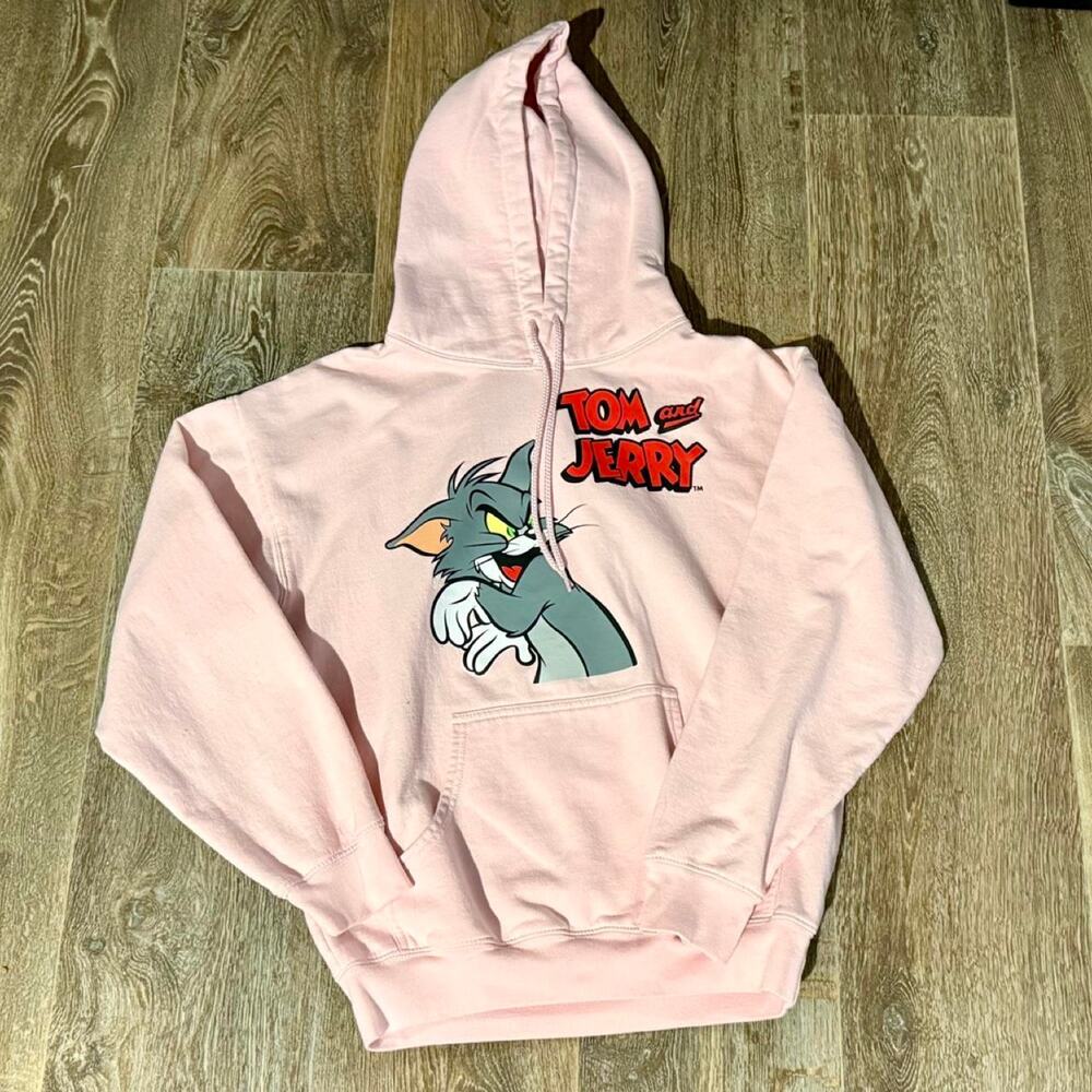 Women’s Pink Tom and Jerry Pullover Hoodie Size Small